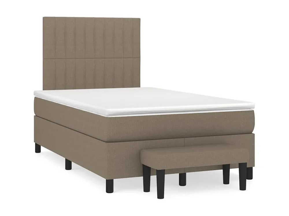 Cama boxspring com colchão 120x190cm tecido castanho-acinzentado