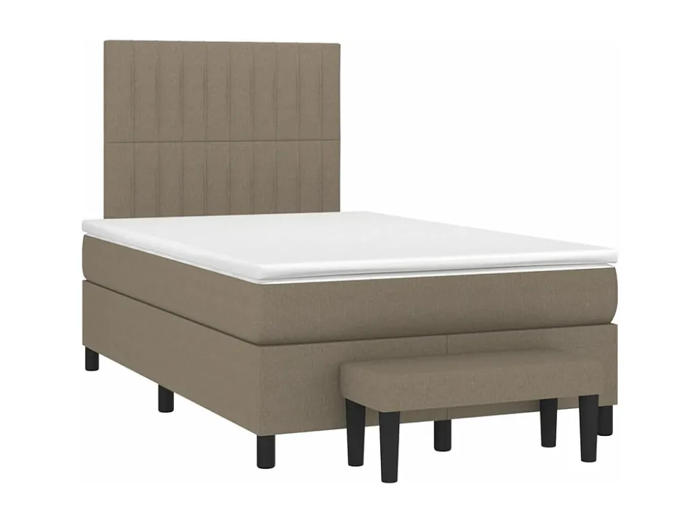 Cama boxspring com colchão 120x190cm tecido castanho-acinzentado
