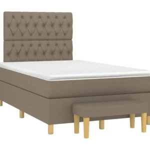 Cama boxspring com colchão 120x190cm tecido castanho-acinzentado