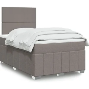 Cama boxspring com colchão 120x190cm tecido castanho-acinzentado