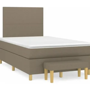 Cama boxspring com colchão 120x190cm tecido castanho-acinzentado