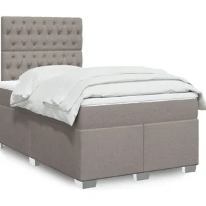 Cama boxspring com colchão 120x190cm tecido castanho-acinzentado