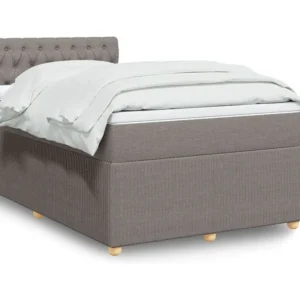 Cama boxspring com colchão 120x190cm tecido castanho-acinzentado