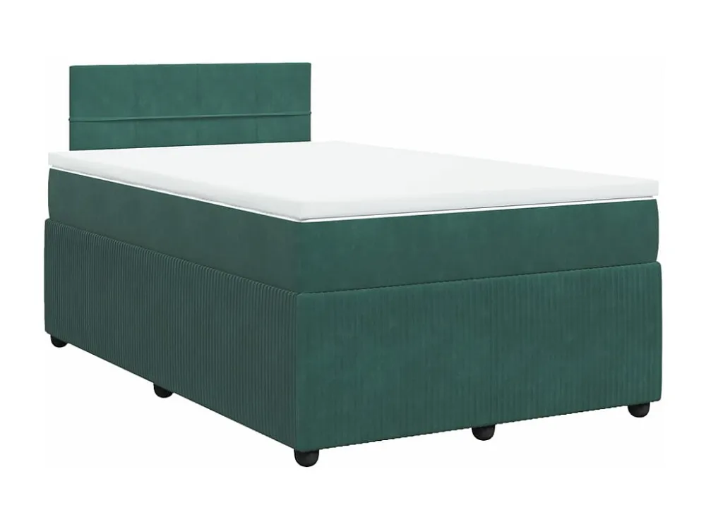 Cama boxspring com colchão 120x200 cm veludo verde-escuro