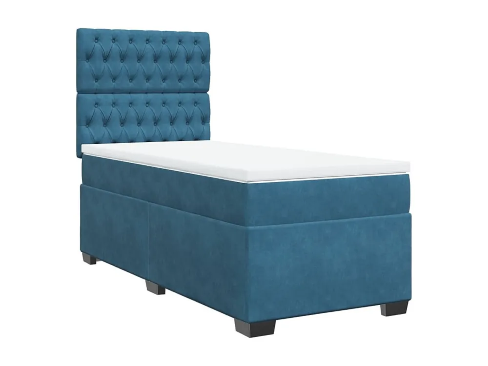 Cama boxspring com colchão 90x200 cm veludo azul