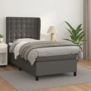 Armário de Casal Cama com molas/colchão 90x200 cm couro artificial cinzento