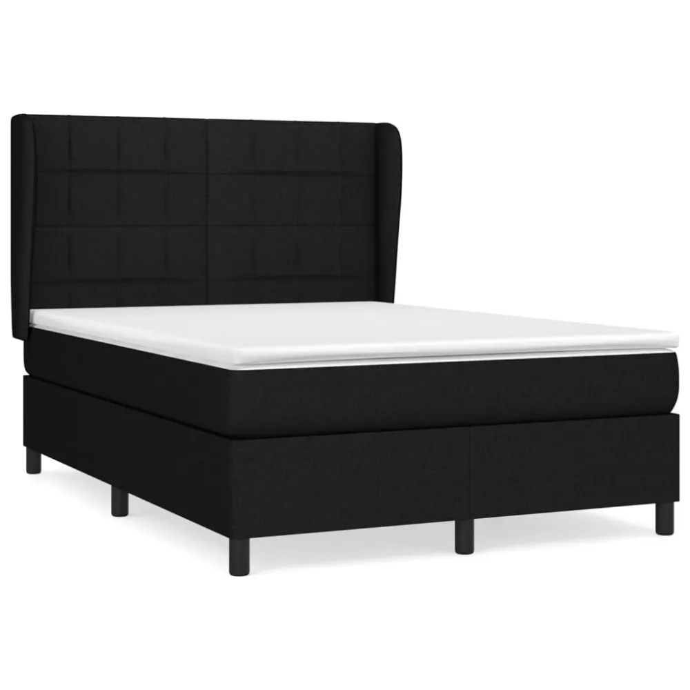 Armário de Casal Cama com molasemcolchão 140x190 cm tecido preto