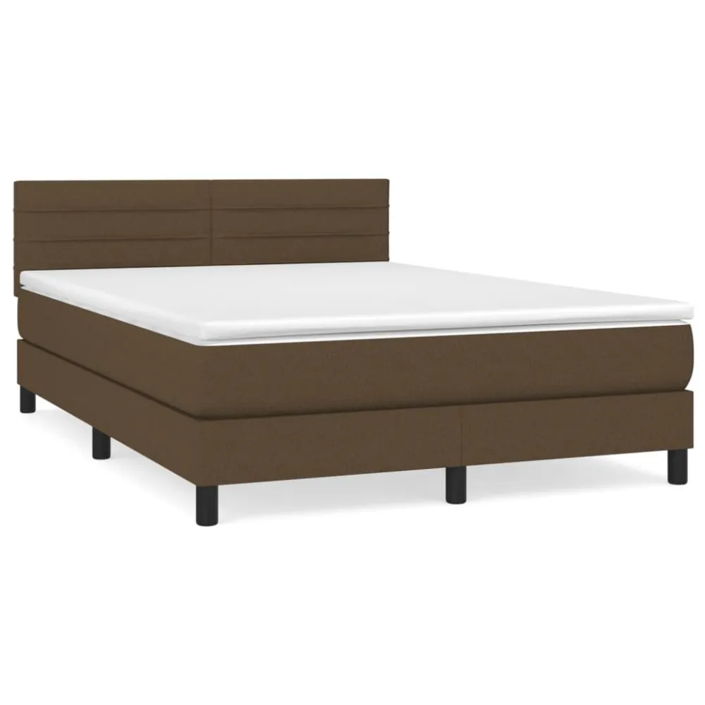 Armário de Casal Cama com molasemcolchão 140x190 cm tecido castanho-escuro
