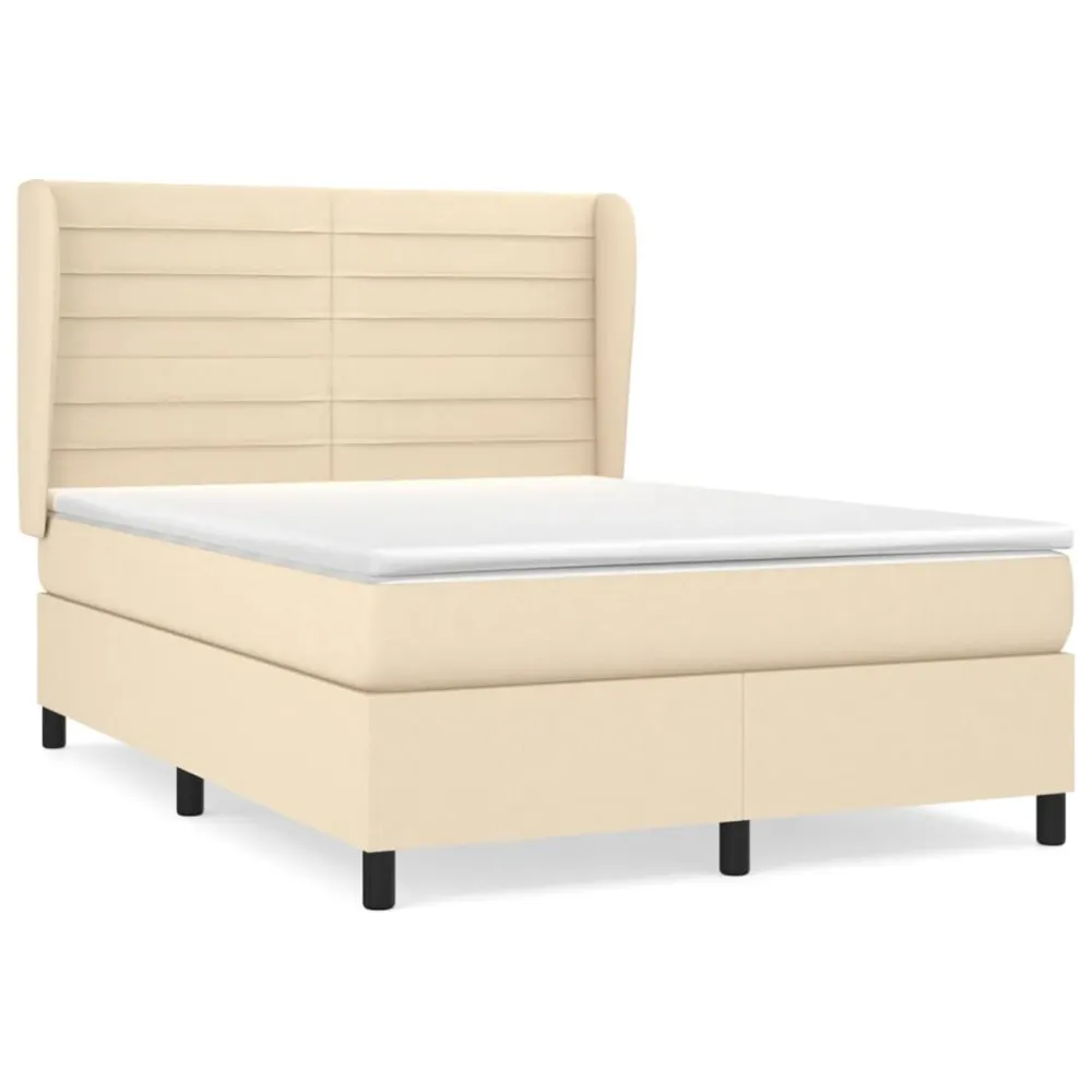 Armário de Casal Cama com molasemcolchão 140x200 cm tecido cor creme