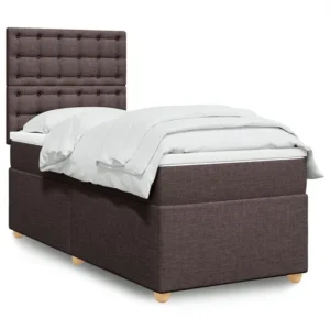 Cama Articulada Cama com molas/colchão 100x200 cm tecido castanho-escuro