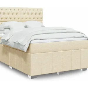 Cama Articulada Cama com molas/colchão 140x200 cm tecido cor creme