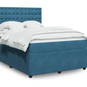 Cama Articulada Cama com molas/colchão 140x200 cm veludo azul