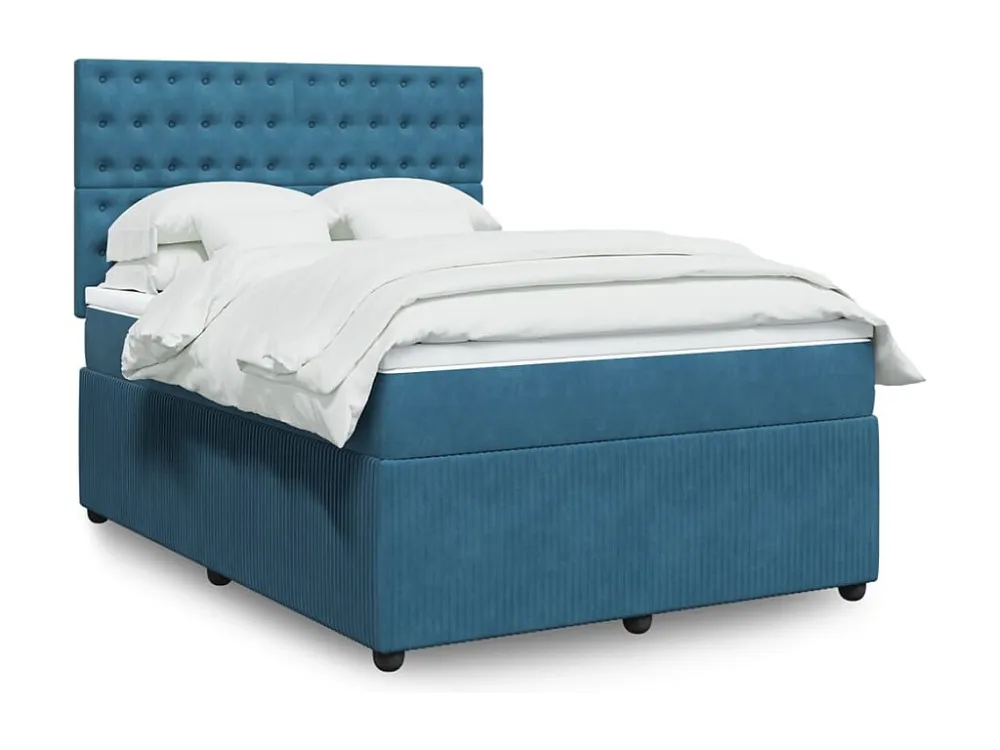 Cama Articulada Cama com molas/colchão 140x200 cm veludo azul