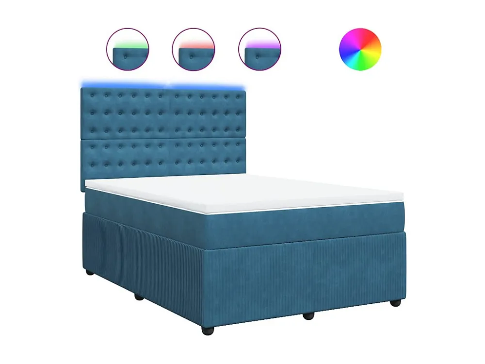 Cama Articulada Cama com molas/colchão 140x200 cm veludo azul