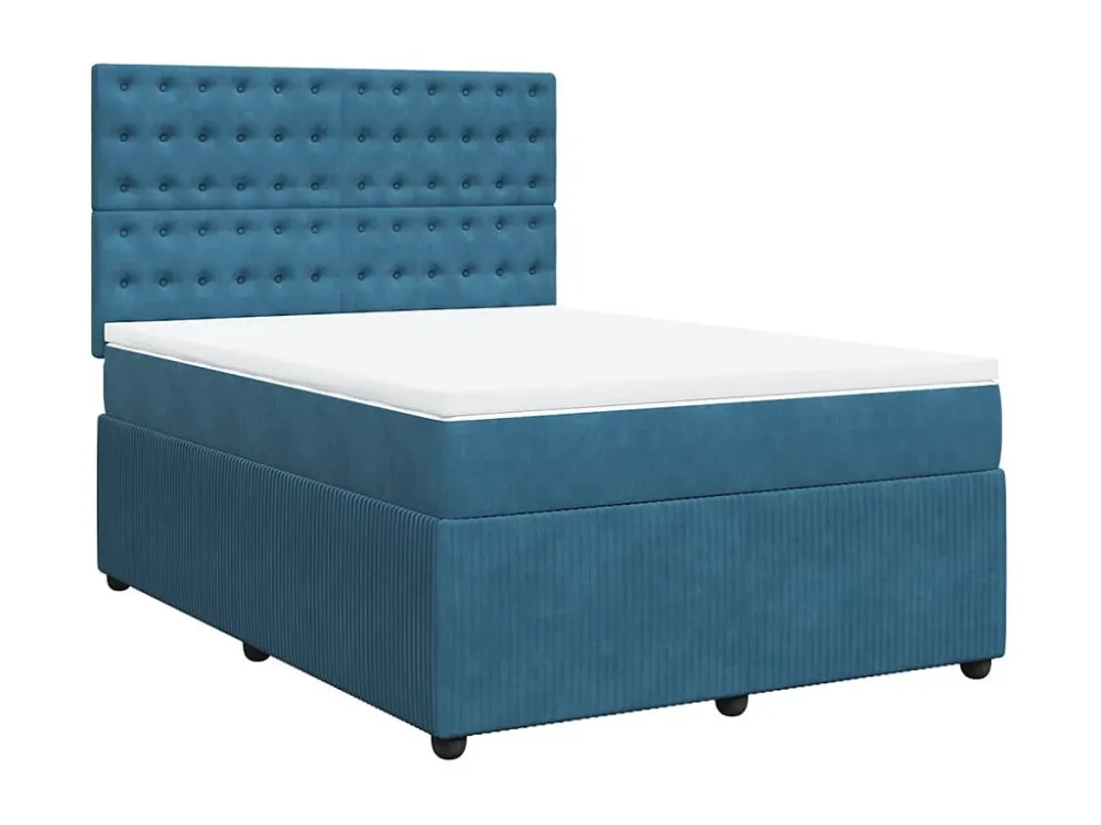 Cama Articulada Cama com molas/colchão 140x200 cm veludo azul