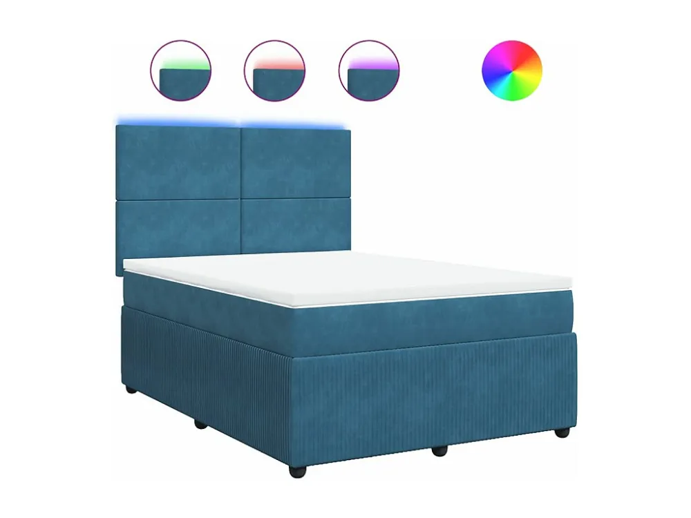 Cama Articulada Cama com molas/colchão 160x200 cm veludo azul