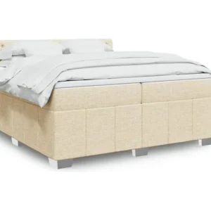Cama Articulada Cama com molas/colchão 200x200 cm tecido cor creme