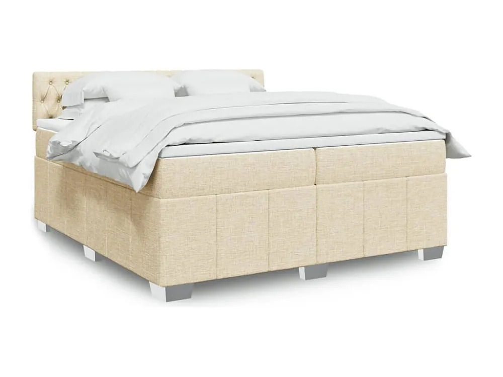 Cama Articulada Cama com molas/colchão 200x200 cm tecido cor creme