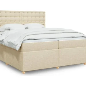 Cama Articulada Cama com molas/colchão 200x200 cm tecido cor creme
