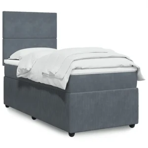 Cama Articulada Cama com molas/colchão 90x190 cm veludo cinza-escuro