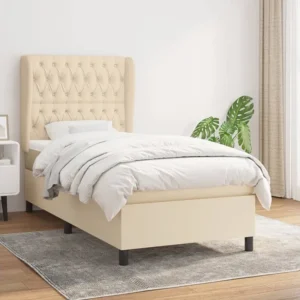 Cama Articulada Cama com molas/colchão 90x190 cm tecido cor creme