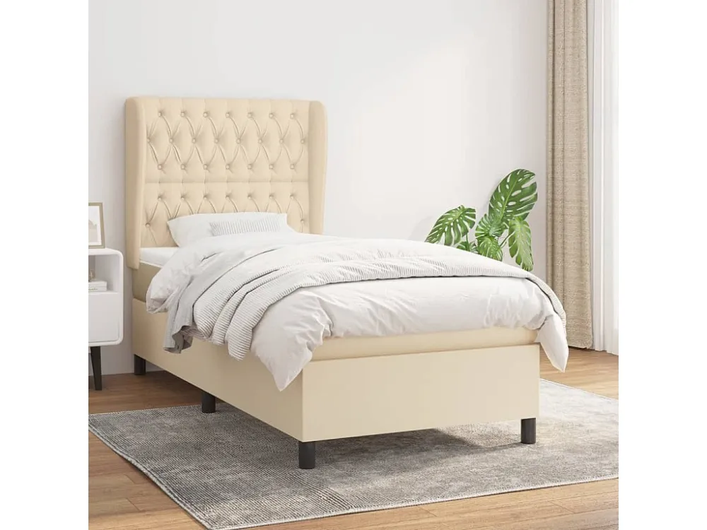 Cama Articulada Cama com molas/colchão 90x190 cm tecido cor creme