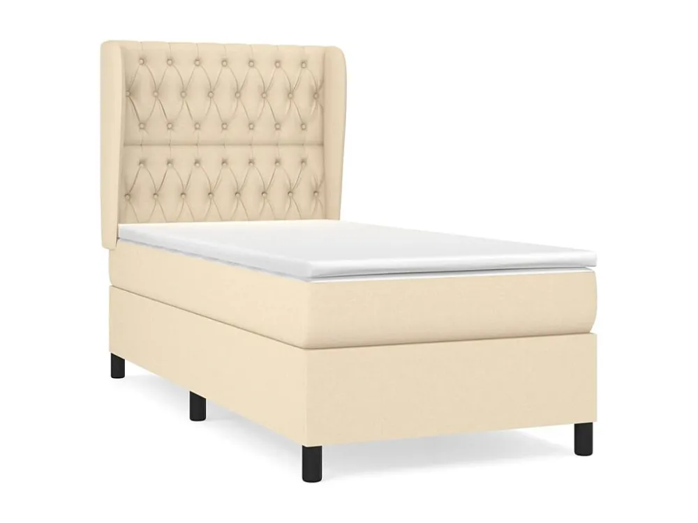 Cama Articulada Cama com molas/colchão 90x190 cm tecido cor creme