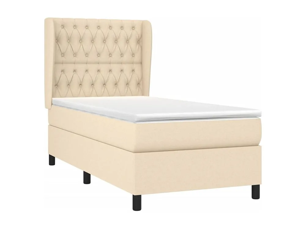 Cama Articulada Cama com molas/colchão 90x190 cm tecido cor creme