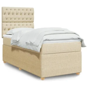 Cama Articulada Cama com molas/colchão 90x190 cm tecido cor creme