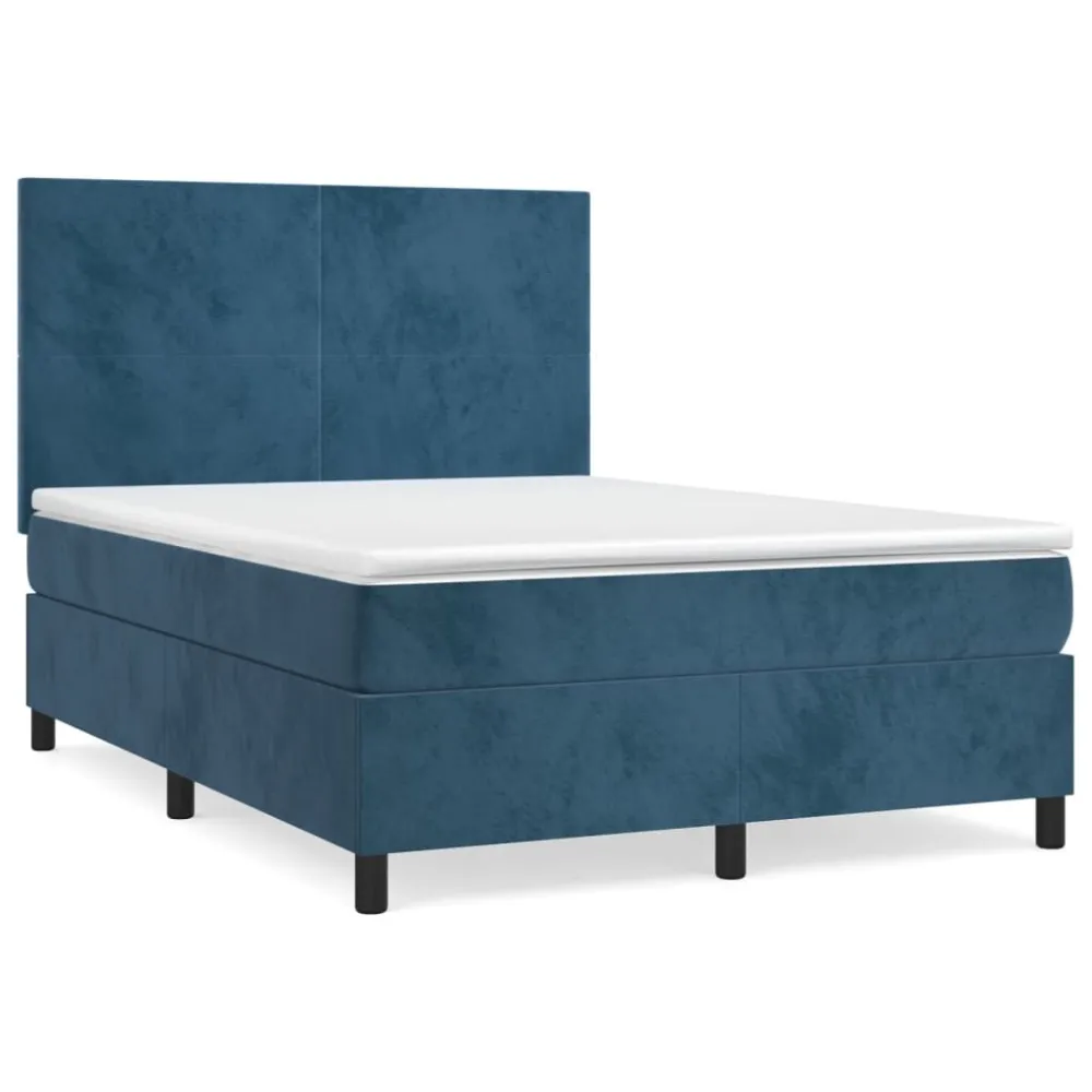 Cama Articulada Cama com molasemcolchão 140x190 cm veludo azul-escuro