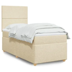 Cama Baú Cama com molas/colchão 100x200 cm tecido cor creme