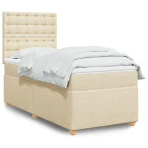 Cama Baú Cama com molas/colchão 100x200 cm tecido cor creme