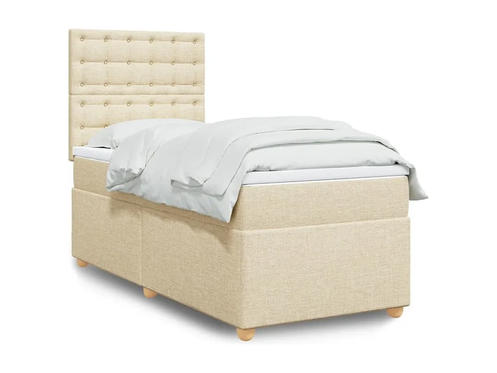 Cama Baú Cama com molas/colchão 100x200 cm tecido cor creme