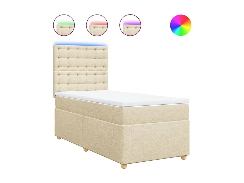 Cama Baú Cama com molas/colchão 100x200 cm tecido cor creme