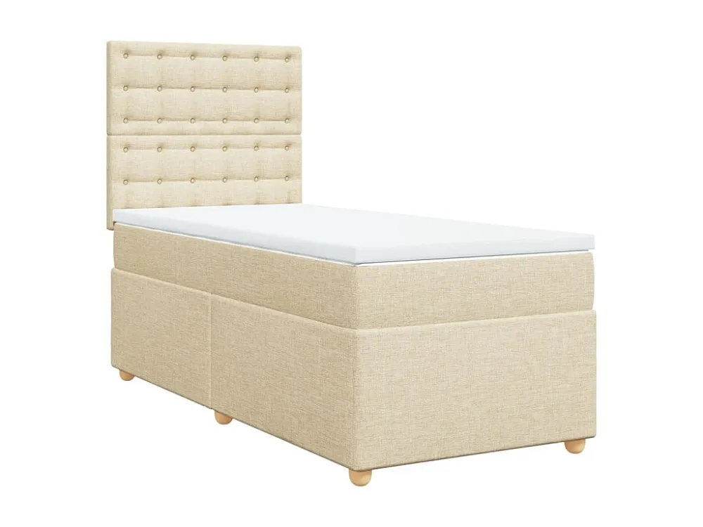 Cama Baú Cama com molas/colchão 100x200 cm tecido cor creme