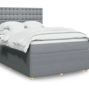 Cama Baú Cama com molas/colchão 140x190 cm tecido cinzento-claro