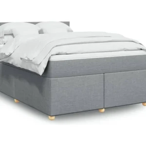 Cama Baú Cama com molas/colchão 140x190 cm tecido cinzento-claro