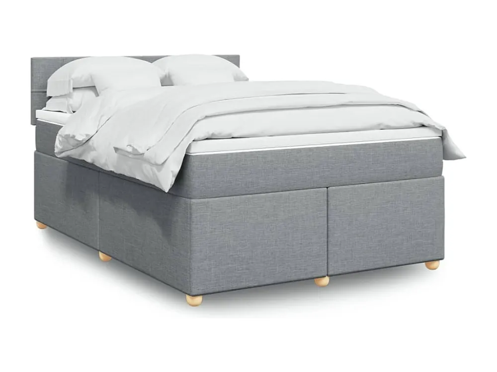 Cama Baú Cama com molas/colchão 140x190 cm tecido cinzento-claro