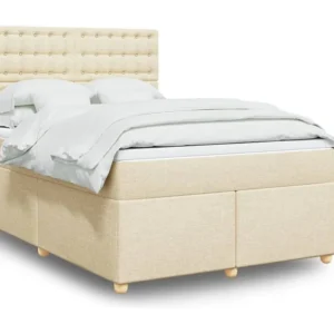 Cama Baú Cama com molas/colchão 140x200 cm tecido cor creme