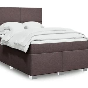 Cama Baú Cama com molas/colchão 140x200 cm tecido castanho-escuro