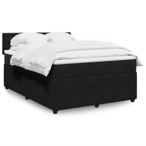 Cama Baú Cama com molas/colchão 140x200 cm veludo preto