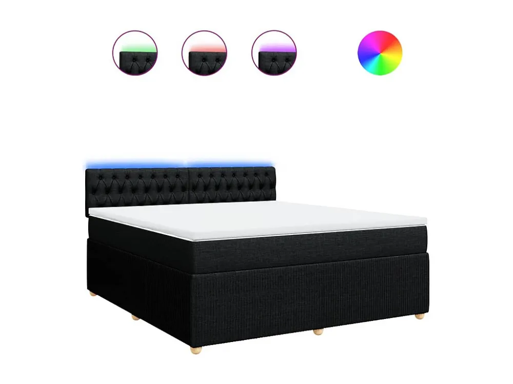 Cama Baú Cama com molas/colchão 180x200 cm tecido preto