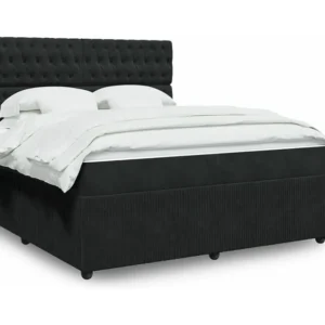Cama Baú Cama com molas/colchão 180x200 cm veludo preto