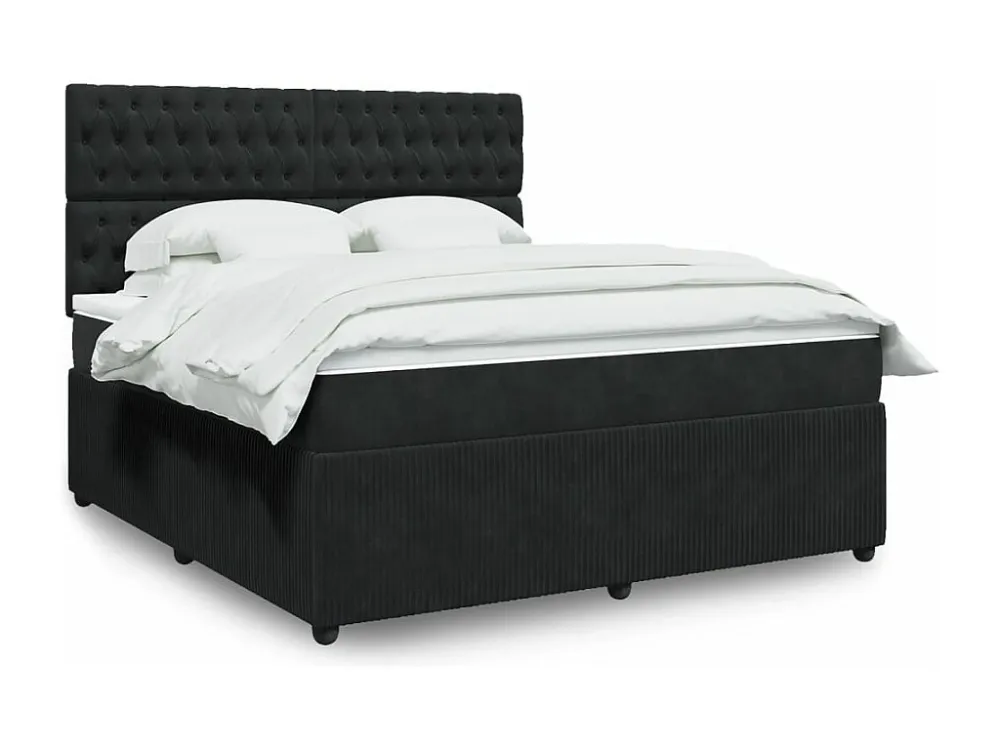 Cama Baú Cama com molas/colchão 180x200 cm veludo preto