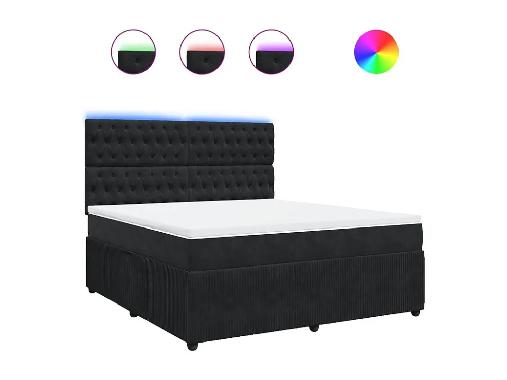Cama Baú Cama com molas/colchão 180x200 cm veludo preto