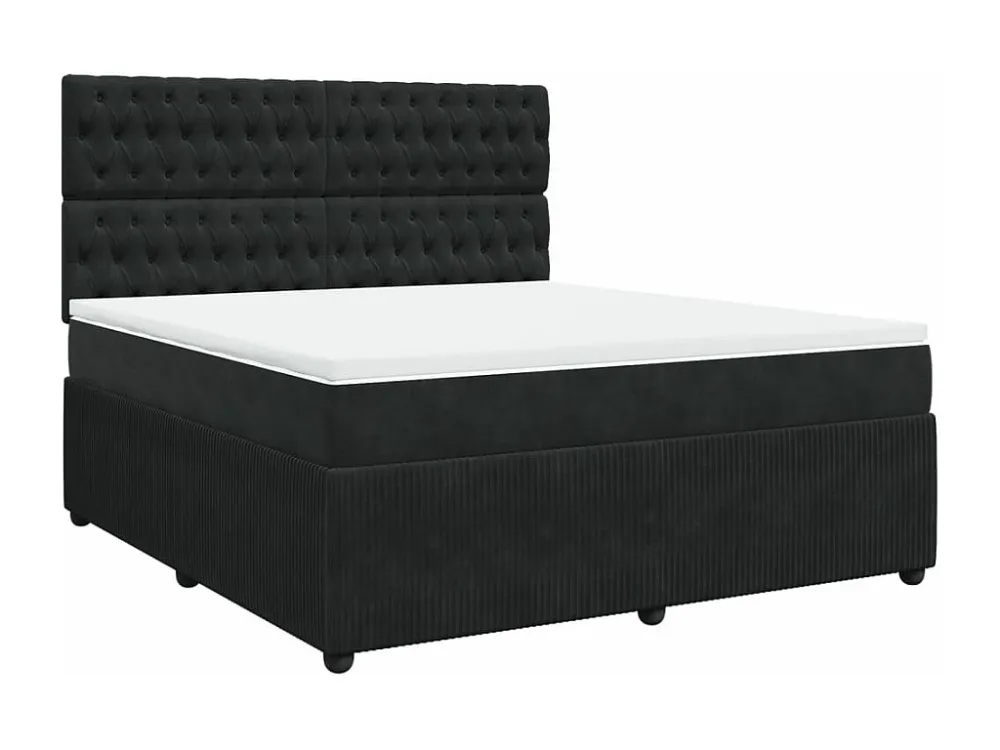 Cama Baú Cama com molas/colchão 180x200 cm veludo preto