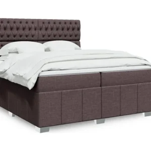 Cama Baú Cama com molas/colchão 200x200 cm tecido castanho-escuro