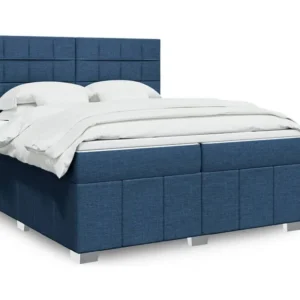 Cama Baú Cama com molas/colchão 200x200 cm tecido azul