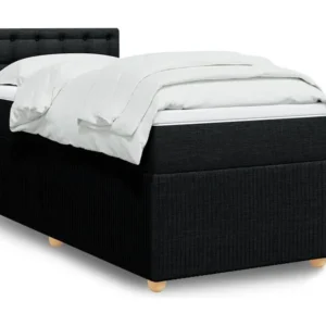 Cama Baú Cama com molas/colchão 80x200 cm tecido preto