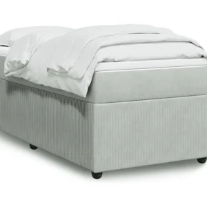 Cama Baú Cama com molas/colchão 90x190 cm veludo cinza-claro